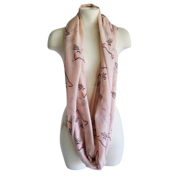 Lina Lily Cute Cat Print Boho Infinity Scarf Gift Accessories Fun Cat Lady - Picture 2 of 10